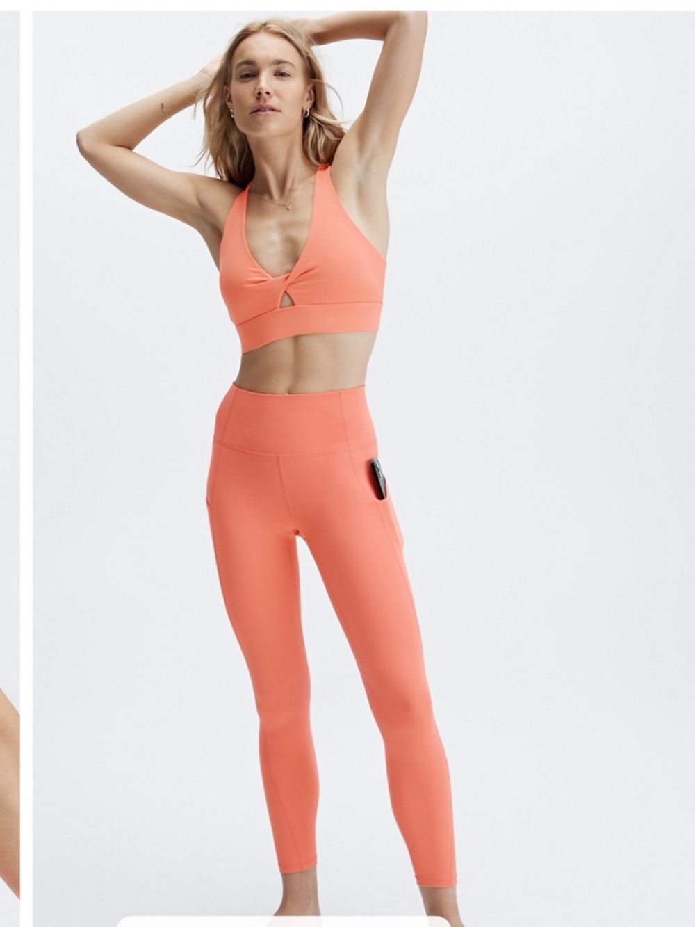 Fabletics workout set, oasis pure luxe twist bra and leggings, size small